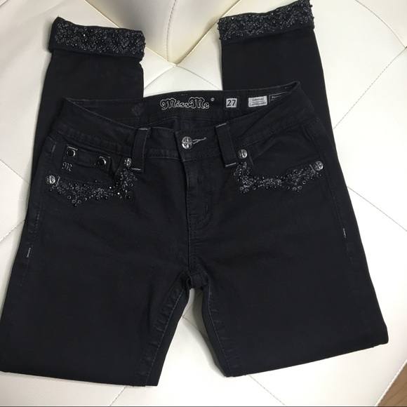 MISS ME Jeans Signature Cuffed Skinny Black - Picture 2 of 6